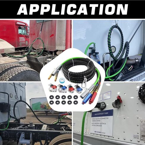 شاحنة 12 قدم 3 في 1 ABS وخرطوم خط الهواء الكهربائي مع مجموعة زنبركية ناعمة 3 في 1 التفاف 7 طرق مجموعة خطوط الهواء مع أختام مطاطية Gladhands وشريط تفلون لمقطورة جرار نصف شاحنات in Kuwait