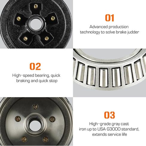 New 10" X 2-1/4" Trailer Brake Drum Kits 5 on 5" Bolt Circle for 3500lbs Axle in Saudi Arabia