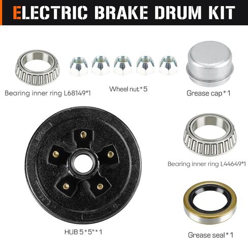 New 10" X 2-1/4" Trailer Brake Drum Kits 5 on 5" Bolt Circle for 3500lbs Axle in Saudi Arabia