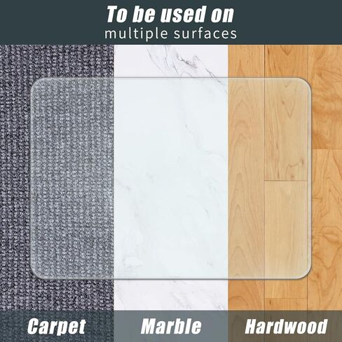 حصيرة كرسي مكتب SHAREWIN للسجاد/الأرضيات الصلبة - حصيرة كرسي مكتب من الزجاج المقسى لمكتب المنزل بسمك 1/5 بوصة، شديدة التحمل تحت المكتب، حصيرة كرسي ألعاب الكمبيوتر مع وسادات مضادة للانزلاق، 46 بوصة × 35 بوصة in Kuwait