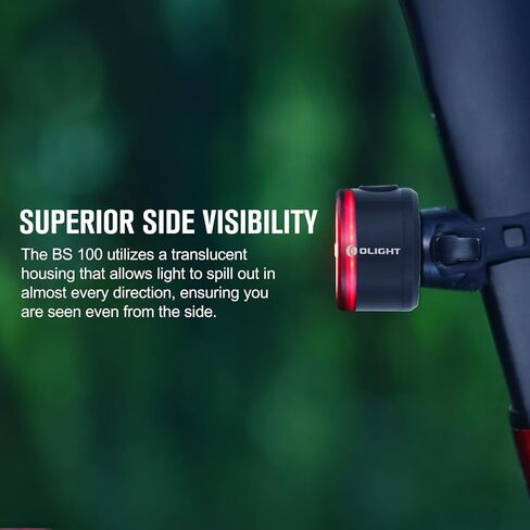 ضوء خلفي للدراجة OLIGHT BS 100، ضوء دراجة خلفي 100 لومن رؤية 260 درجة، نطاق قابل للعرض 1000 متر، مصابيح استراحة للدراجة قابلة لإعادة الشحن من النوع C، مقاومة للماء IPX6 لراكبي الدراجات على الطرق والحضر in Kuwait