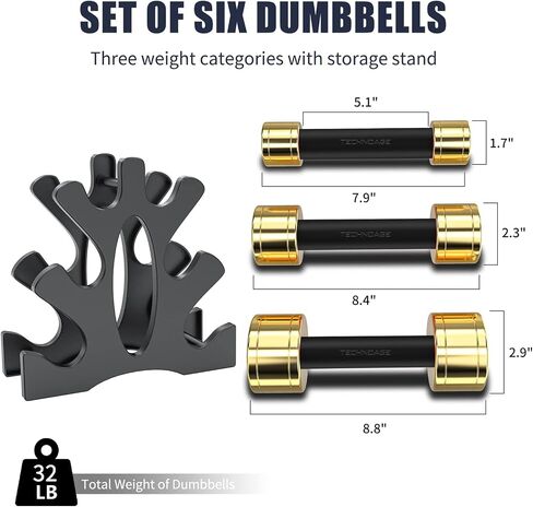 Round Dumbbell Sets 32LB Weight Set with Storage Rack Multiple Steel Handle Option Free Hand Weight in Saudi Arabia