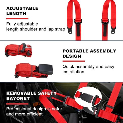 Universal 4 point Safety Harness Set 2 inch Fits Go Kart,UTV,ATV,Racing Red in Saudi Arabia