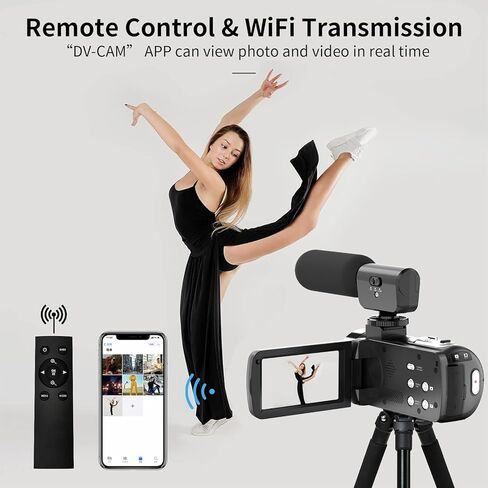 كاميرا فيديو كاميرا فيديو بدقة 4K، كاميرا تسجيل فيديو للرؤية الليلية بالأشعة تحت الحمراء بدقة 56 ميجابكسل لـ YouTube (MIC) in Kuwait