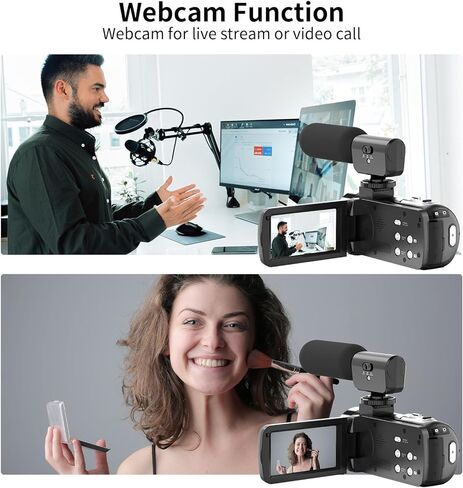 كاميرا فيديو كاميرا فيديو بدقة 4K، كاميرا تسجيل فيديو للرؤية الليلية بالأشعة تحت الحمراء بدقة 56 ميجابكسل لـ YouTube (MIC) in Kuwait