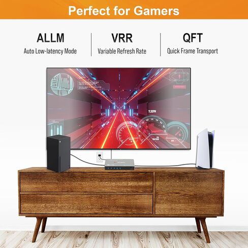 محول HDMI 4K 120 هرتز، HDMI 2.1 محول 4 في 1 مخرج، 8K 60 هرتز 1080P 240 هرتز IR عن بعد HDMI كابل طاقة USB C، متوافق مع HDR وDolby Vision ALLM VRR QFT من J-Tech Digital [JTECH-8KSW41C] in Saudi Arabia