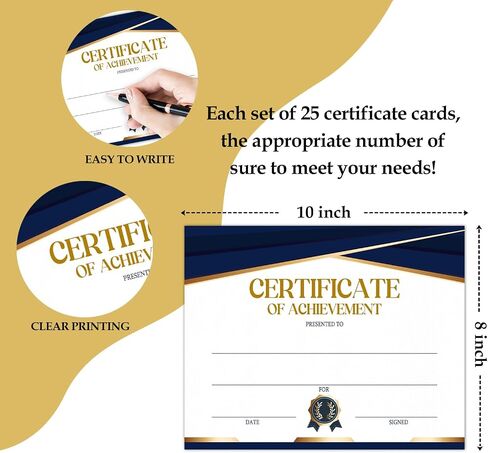 Gold Classroom Certificate of Achievement, 25 Pcs Award Certificates, Certificates of Completion Recognition for Children and Parents, Teachers and Students, School Graduation Diploma -05 in Saudi Arabia