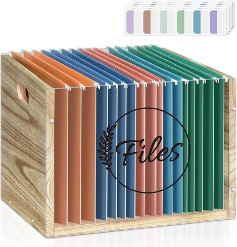 صندوق منظم ملفات من الأكريليك الشفاف، منظم مجلد خشبي معلق بمقبض، حامل صندوق تخزين منظم ورق المستندات، خزائن ملفات للمنزل والمكتب والمدرسة مع 20 فئة بحجم الحروف in Kuwait
