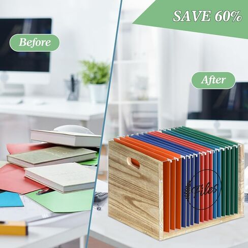 صندوق منظم ملفات من الأكريليك الشفاف، منظم مجلد خشبي معلق بمقبض، حامل صندوق تخزين منظم ورق المستندات، خزائن ملفات للمنزل والمكتب والمدرسة مع 20 فئة بحجم الحروف in Kuwait