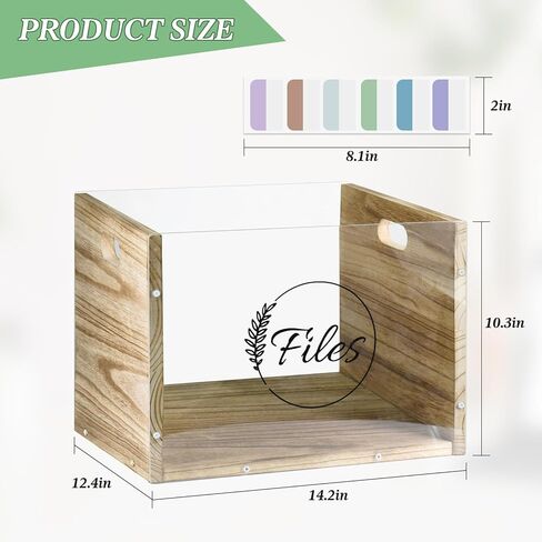 صندوق منظم ملفات من الأكريليك الشفاف، منظم مجلد خشبي معلق بمقبض، حامل صندوق تخزين منظم ورق المستندات، خزائن ملفات للمنزل والمكتب والمدرسة مع 20 فئة بحجم الحروف in Kuwait