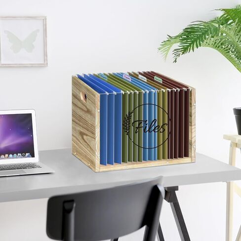 صندوق منظم ملفات من الأكريليك الشفاف، منظم مجلد خشبي معلق بمقبض، حامل صندوق تخزين منظم ورق المستندات، خزائن ملفات للمنزل والمكتب والمدرسة مع 20 فئة بحجم الحروف in Kuwait