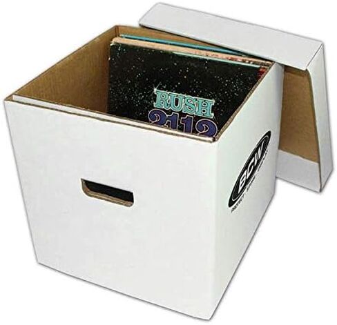 BCW 33 RPM 12" Vinyl Storage Box with Lid | Holds up to 65 LP's or Laser Discs | White (5-Boxes) in Saudi Arabia