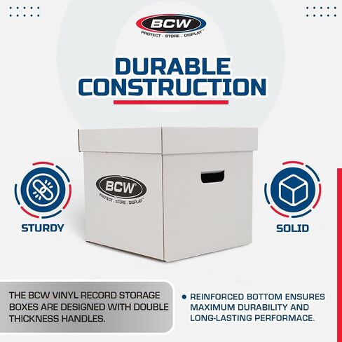 BCW 33 RPM 12" Vinyl Storage Box with Lid | Holds up to 65 LP's or Laser Discs | White (5-Boxes) in Saudi Arabia