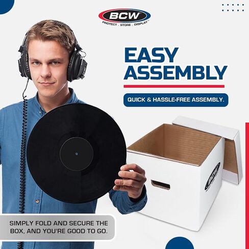 BCW 33 RPM 12" Vinyl Storage Box with Lid | Holds up to 65 LP's or Laser Discs | White (5-Boxes) in Saudi Arabia