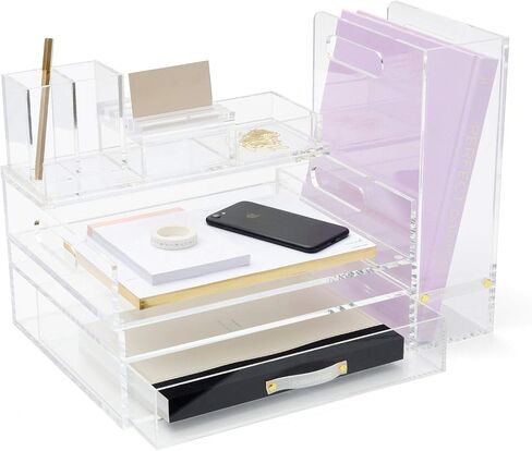 RUSSELL+HAZEL Acrylic Laptop Stand, Desktop Organization, Clear, 14" W x 12.125" L x 8.75" H, Fits Laptops up to 16", 51183 in Saudi Arabia