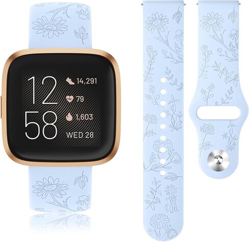 أربطة منقوشة بالزهور من السيليكون من Vancle متوافقة مع أساور Fitbit Versa 2 للنساء والرجال، أساور معصم بديلة رياضية ناعمة قابلة للتنفس من أجل Fitbit Versa 2 / Fitbit Versa/Versa Lite/Versa SE in Kuwait
