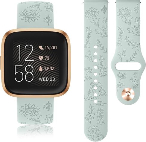 أربطة منقوشة بالزهور من السيليكون من Vancle متوافقة مع أساور Fitbit Versa 2 للنساء والرجال، أساور معصم بديلة رياضية ناعمة قابلة للتنفس من أجل Fitbit Versa 2 / Fitbit Versa/Versa Lite/Versa SE in Kuwait