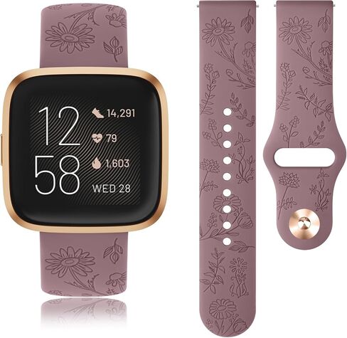 أربطة منقوشة بالزهور من السيليكون من Vancle متوافقة مع أساور Fitbit Versa 2 للنساء والرجال، أساور معصم بديلة رياضية ناعمة قابلة للتنفس من أجل Fitbit Versa 2 / Fitbit Versa/Versa Lite/Versa SE in Kuwait