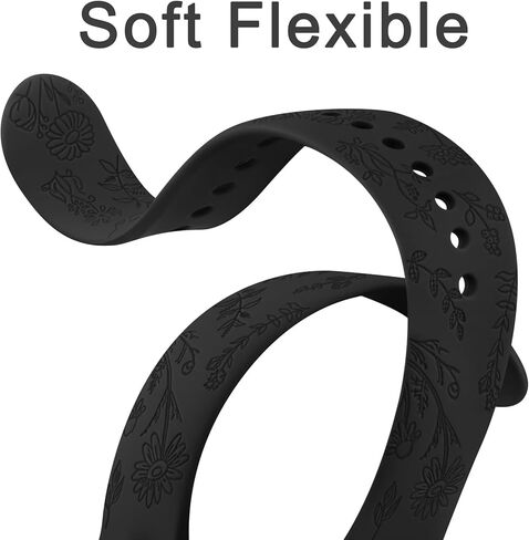 Vancle Silicone Floral Engraved Bands Compatible with Fitbit Versa 2 Bands for Women Men, Soft Breathable Sport Replacement Wristbands for Fitbit Versa 2 / Fitbit Versa/Versa Lite/Versa SE in Kuwait