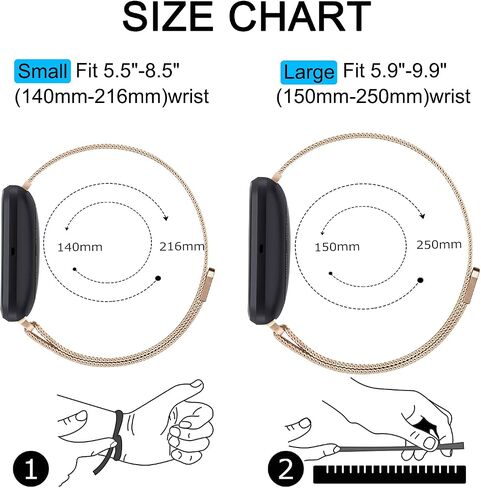Amzpas Bands Compatible with Fitbit Versa 3/4 Fitbit Sense/Sense 2, Breathable Stainless Steel Loop Mesh Magnetic Adjustable Wristband for Fitbit Versa 3/4 Fitbit Sense/Sense 2for Women and Men in Saudi Arabia