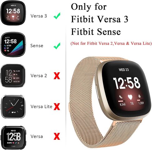 Amzpas Bands Compatible with Fitbit Versa 3/4 Fitbit Sense/Sense 2, Breathable Stainless Steel Loop Mesh Magnetic Adjustable Wristband for Fitbit Versa 3/4 Fitbit Sense/Sense 2for Women and Men in Saudi Arabia