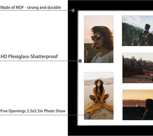 15x17 Picture Frame, 4x6 Collage Picture Frame, Displays Seven 4x6 inch Photos, or 15x17 (Without Mat) for Available Horizontal Wall Mounting Display and Vertical, Black. in Saudi Arabia