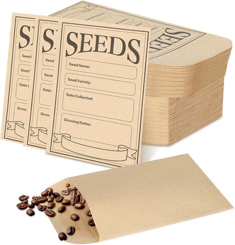 200Pcs Seed Envelopes, Resealable Seed Packets Envelopes, 4.7x3.1 Inch Seed Saving Envelopes with Self Adhesive,Sealing Kraft Seed Packets Envelopes for Vegetable Flower Seeds Storage in Saudi Arabia