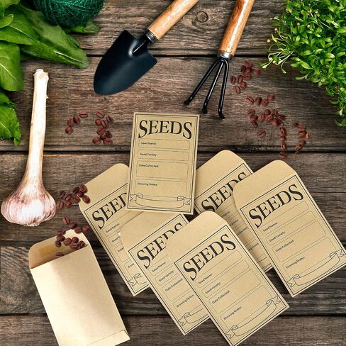 200Pcs Seed Envelopes, Resealable Seed Packets Envelopes, 4.7x3.1 Inch Seed Saving Envelopes with Self Adhesive,Sealing Kraft Seed Packets Envelopes for Vegetable Flower Seeds Storage in Saudi Arabia