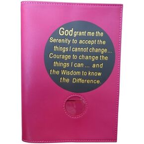 AA Big Book Cover with Serenity Prayer and Coin Holder (Pink)