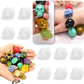 10 PCS Mini Skull Resin Molds, Halloween Silicone Molds for Epoxy Resin Casting Arts Crafts, Little Skull Molds for Keychain Bracelet Earrings Jewelry Cute Candle String Lights Making Halloween Decor