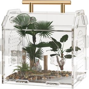 Jumping Spider Enclosure, Metal Handle - Ideal for Tarantulas, Jumping Spiders, Hermit Crabs & More - Includes Strong Magnetic Snaps & Bayonet-Controlled Switch - Perfect for Tarantula Enclosure