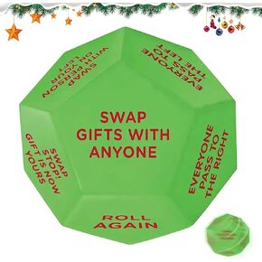 Santa Swap Gift Exchange Dice, 3 * 3in Exchange Gifts Dice Family Game, Christmas Party Gift Exchange Dice Game for Boys and Girls