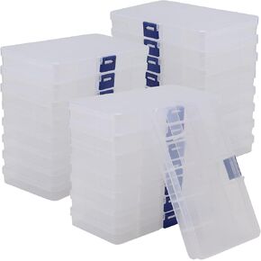 SINJEUN 32 Pack 15 Grids Plastic Jewelry Organizer Box, Clear Jewelry Storage Boxes with Removable Dividers, Small Beads Storage Container for Art and Crafts, Fishing Tackles