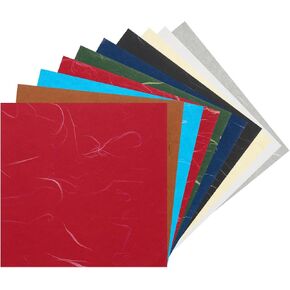 50 Sheets Natural Fiber Mulberry Origami Paper 6x6 Inch Visible Folding Washi Paper,[for Junk Journals, Card Making, DIY Craft Writing Painting, Decorative Scrapbook]-Mixed Colors