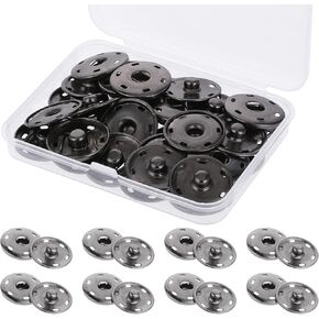 20 Sets 25MM/1" Metal Snaps Fasteners Sew-on Snap Buttons Gunmetal Press Buttons Sewing Snaps Press Studs Buttons for Sewing Clothing