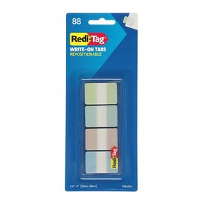 Redi-Tag Write-On Tabs, Repositionable Tabs for Binders and Planners, Removable Pop Up Tags, 4 Calming Colors, 1" x 1.5", 88 Per Pack (1006508)