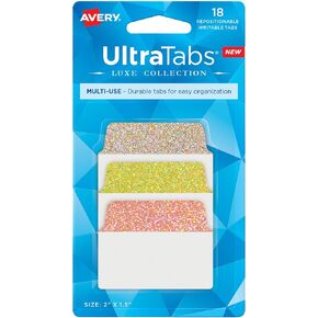 Avery Multi-Use Ultra Tabs, 2" x 1.5", Holographic Sunset Ombré Colors, 18 Repositionable Page Tabs (74148)