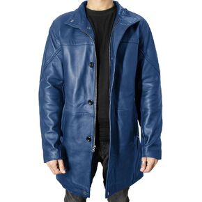 Leather Car Coat For Men 3/4 Length Mens Leather Trench Coat - Real Lambskin Long Leather Jacket For Men