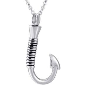 Fish Hook Cremation Jewelry Ashes Urn Necklace Pet Holder Memorial Pendant Stainless Steel Waterproof Urn Pendant