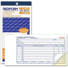 Wholesale CASE of 25 - Rediform Material Requisition Purchasing Forms-Material Req Forms, 2-Part, Crbnls, 4-1/4"x7-7/8",50BK/PK