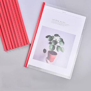 Plastic File Folder 10mm Sliding Bar Report Covers, A4 Sliding Bar Binder Transparent Report Covers Folder for Documents Classification (Red of 20 Pcs)