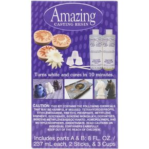 Amazing Casting Resin Kit – Fast-Curing Resin for Mold Making – Includes Two 8oz Bottles, Mixing Cups, Stir Sticks, and Instructions – Ideal for DIY Crafts, Jewelry, and Prototypes