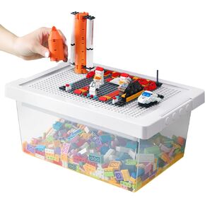 10.5QT Plastic Storage Box with Removable Tray,Toy Stackable Containers with Lids Bins,Clear Craft Organizers and Storage Bins,Art Supply Organizers for Organizing Building Blocks,Tool, Sewing