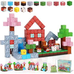 Magnetic Block Set - 111-Piece Magnetic Building Blocks - Ranch Mine Craft Magnetic Blocks Set, Magnetic Blocks for Kids Ages 4,5,6,7,8 STEM Montessori Sensory Building Game Toy Gift for Boys,Girls