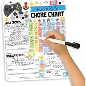 Hadley Designs Dry Erase Chore Chart for Kids – Daily Responsibility and Reward Chart, Magnetic Chore Chart for Refrigerator, Behavior Board for Toddlers & Kids, Weekly Checklist