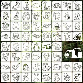 60 Pieces Cute Baby Shower Stencils for Painting, 3 Inch Onesie Stencil Reusable, Boy Girl Shirt Fabric Stencils Small Animals Pattern Templates for Painting Onesies Bibs Bodysuit Bags Shoes