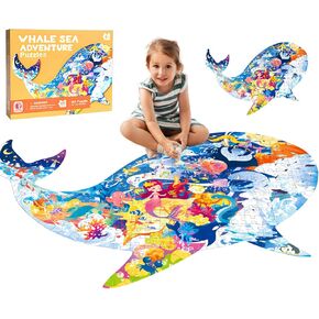 Floor Puzzles for Kids Aged 6-12 - 277 Pieces Whales Jigsaw Large Puzzles Oceans Puzzle for Boys Girls Adults Ages 6+ Year Old Learning Educational Toys Birthday Gifts (Whales)