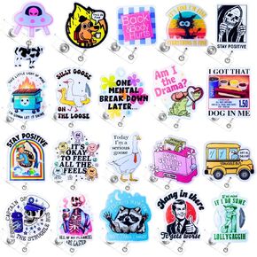 20PC Funny Badge Reels Bulk Pack Set Name ID Clip Holder Fun Cool Cute Meme Decor Dark Humor Sarcastic Skeleton Nurse Teacher Healthcare Medical Assistant Work Office Week Gifts Bulk Accessories