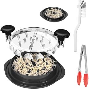 Chicken Shredder Tool Twist Large Equipped with Brush & Food Clip, Visible Meat Shredder Machine, Multifunctional Chicken Shredder Suitable for Pork, Beef, Chicken Breast and Vegetable（Orange）