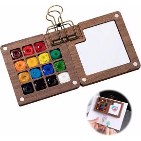 Mini Paint Palette Travel Paint Palette Travel Watercolor Palette Mini Watercolor Palette Mini Portable Watercolor Paint Palette with Clip 15 Grid Nanopalette for Painters Artists Students